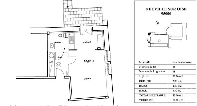 Appartement Studio à vendre - 1 pièce - 37.5 m2 - NEUVILLE SUR OISE - 95 - ILE-DE-FRANCE - Century 21 Agence De L'Hautil